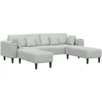 vidaXL Canapé en velours avec coussin 3 pcs Gris clair 208 cm Velours