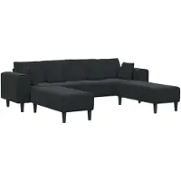 vidaXL Canapé en velours avec coussin 3 pcs Noir 208 cm Velours