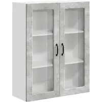 vidaXL Armoire murale en verre LUCCA, gris béton, 80 x 31 x 100 cm, aggloméré