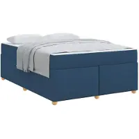 vidaXL Cadre de lit avec matelas bleu 160 x 200 cm Tissu