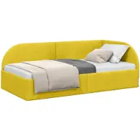 vidaXL Sommier d'angle avec tête de lit jaune 80 cm x 200 cm velours