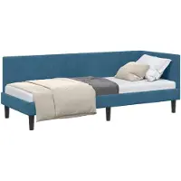 vidaXL Cadre de lit d'angle avec tête de lit bleu 80 cm x 200 cm velours