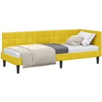 vidaXL Sommier d'angle avec tête de lit jaune 80 cm x 200 cm velours