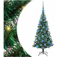 vidaXL Sapin de Noël artificiel pré-éclairé Vert 120 cm PVC et métal