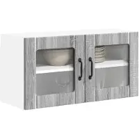 vidaXL Armoire murale en verre LUCCA, gris Sonoma, 80 x 31 x 40 cm