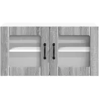 vidaXL Armoire murale en verre LUCCA, gris Sonoma, 80 x 31 x 40 cm