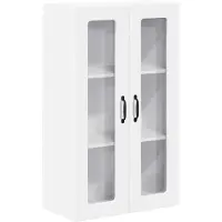 vidaXL Armoire murale en verre PORTO, blanche, 60 x 31 x 100 cm, aggloméré