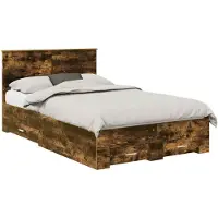 vidaXL Cadre de lit Chêne fumé 135 x 190 cm Bois composite