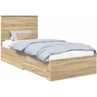 vidaXL Cadre de lit avec tête de lit Chêne Sonoma 90 x 190 cm Bois composite