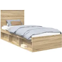 vidaXL Cadre de lit avec tête de lit Sonoma 90 x 190 cm Pin massif