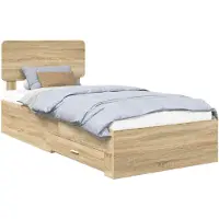 vidaXL Cadre de lit avec tête de lit chêne Sonoma 75 x 190 cm Bois composite