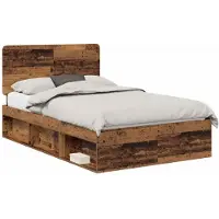 vidaXL Cadre de lit en vieux bois 135 x 190 cm Pin massif