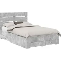 vidaXL Cadre de lit avec tiroirs, gris béton, 135 x 190 cm, aggloméré