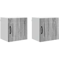 vidaXL Armoire murale PORTO, 2 pièces, en panneaux de particules imitation bois gris Sonoma