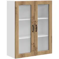 vidaXL Armoire murale en verre PORTO, chêne artisanal, 80 x 31 x 100 cm