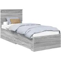 vidaXL Cadre de lit gris Sonoma et argent 75 x 190 cm Bois composite