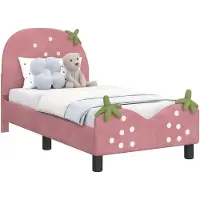 vidaXL Sommier de lit d'enfant avec tête de lit rose 70 x 140 cm velours