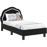 vidaXL Sommier de lit d'enfant avec tête de lit noir 70 x 140 cm velours