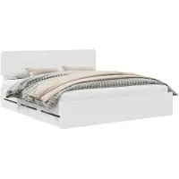 vidaXL Cadre de lit avec tiroirs Blanc 200 x 200 cm Bois composite