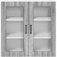 vidaXL Armoire murale en verre LUCCA, gris Sonoma, 80 x 31 x 80 cm