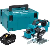 Makita Rabot sans fil DKP 181 Z 18 V 82 mm sans balais + 1 batterie 9,0 Ah + Makpac - sans chargeur