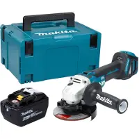 Makita Meuleuse d'angle sans fil DGA 511 Z 18 V 125 mm sans balais + 1 batterie 9,0 Ah + Makpac - sans chargeur