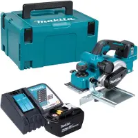 Makita Rabot sans fil DKP 181 Z 18 V 82 mm sans balais + 1 batterie 9,0 Ah + chargeur + Makpac