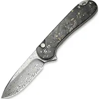 CIVIVI Couteau pliant Button Lock Elementum II Damascus, Gold Shred CF