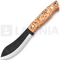 Brisa Couteau Nessmuk 125, left, stabilized curly birch