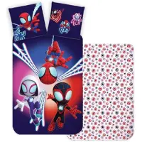 BrandMac Ensemble de literie pour bébé Spidey de | Taille lit pour enfant 100 x 140 cm + taie d'oreiller 40 x 45 cm | 100% coton | Ensemble de literie réversible, doux et confortable