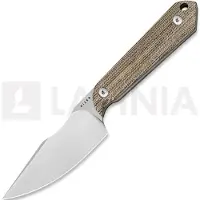 Kizer Cutlery Couteau Mini Harpoon AEB-L, Brown Micarta, Stonewashed