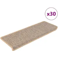 vidaXL Tapis d'escalier autocollants 30 pcs 65x21x4 cm beige clair