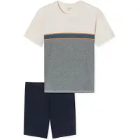 Schiesser Pyjama court ' Nightwear Shorty ' bleu nuit / gris / blanc cassé