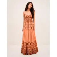Ba&sh pour femme. 1E26ZEMA Robe Zema orange (36), Casuel, Viscose, Sans manches / bretelles