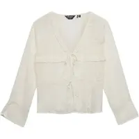 Superdry Lace Tie Front Long Sleeve Top Blanc M Femme
