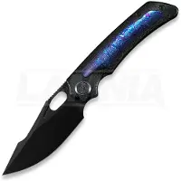 Kunwu Knives Couteau pliant Jericho - DLC - Titanium, Raindrop Texture + Timascus Inlay