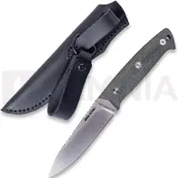 RealSteel Couteau Black Thorn Green Micarta Satin with titanium bolster