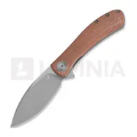 Trollsky Knives Couteau pliant Mandu EVO 14C28N, Brown Micarta, Stonewash