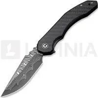 CIVIVI Couteau pliant Bluetick Damascus, Carbon Fiber Overlay/Black G-10