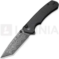 CIVIVI Couteau pliant Button Lock Brazen Damascus, Twill Carbon Fiber
