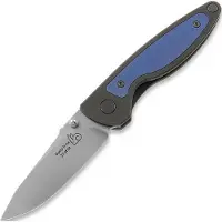 Puppy K&T Couteau pliant Bunny, TC4 handle with blue titanium inlay, hand rubbed blade
