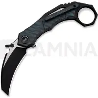 We Knife Couteau pliant Tayra, Tiger Stripe & Black Ti, Black SW & Satin