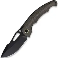 Artisan Couteau pliant Xcellerator, Black PVD, OD Green Micarta