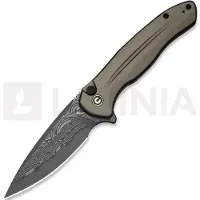 CIVIVI Button Lock Kitefin Damascus, Brownish Gray Aluminum