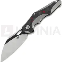 Bestech Couteau pliant Nogard - Blackwash + Satin - Black Red Marble CF, gris
