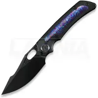 Kunwu Knives Couteau pliant Jericho - DLC - Titanium, Orange Peel Texture + Timascus Inlay