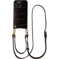 Selencia Nova coque arrière en cuir véritable avec porte-cartes pour Apple iPhone 14 / 13 - Dark Chocolate