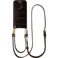 Selencia Nova coque arrière en cuir véritable avec porte-cartes Apple iPhone 16 Pro - Dark Chocolate