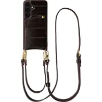 Selencia Nova coque arrière en cuir véritable avec porte-cartes Samsung Galaxy S25 - Dark Chocolate