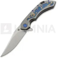 Olamic cutlery Couteau pliant Wayfarer 247 S90V Bowie, Zirblast Titanium & Fedokume